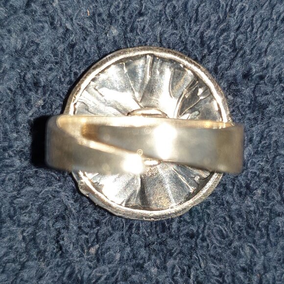 🌼 One-of-a-Kind Vintage Scandinavian Silver Floral Adjustable Statement Ring 🌼 - Picture 12 of 15